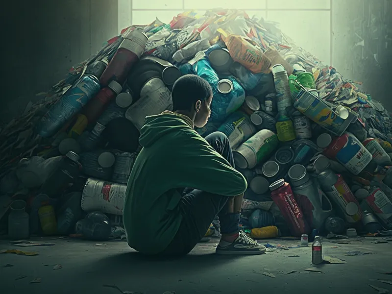 a mountain of rubbish highlighting the disadvantages of recycling