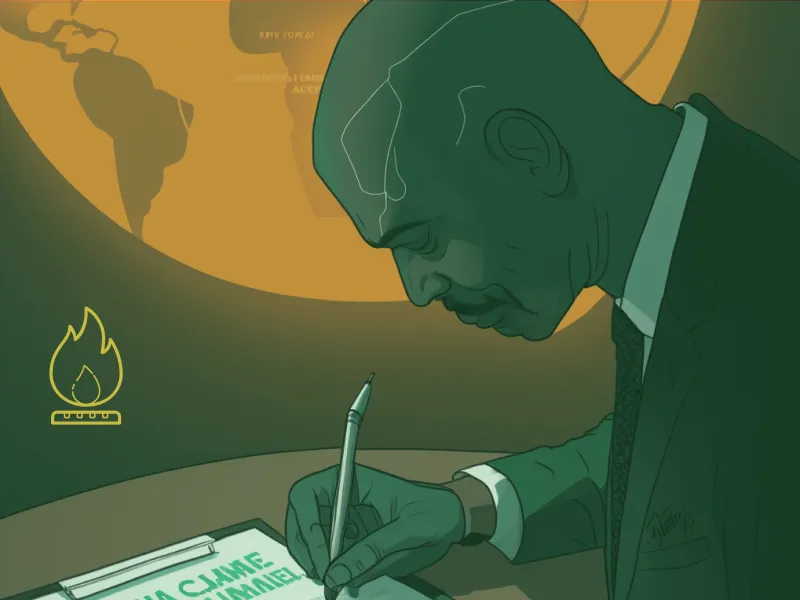 Midjourney image showing man signing global methane pledge