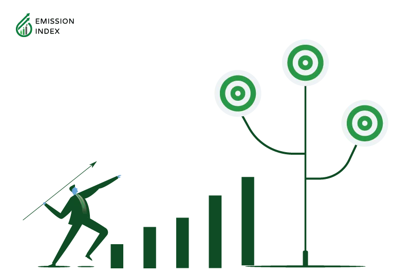 Illustration titled ‘Criticism and Challenges.’ The image depicts a man holding an arrow in his hand, looking distressed, with challenges shown by different levels in his path. The illustration symbolizes the challenges associated with renewable energy. This section explores issues of intermittency, high initial costs, storage, distribution, environmental impacts, and economic hurdles.