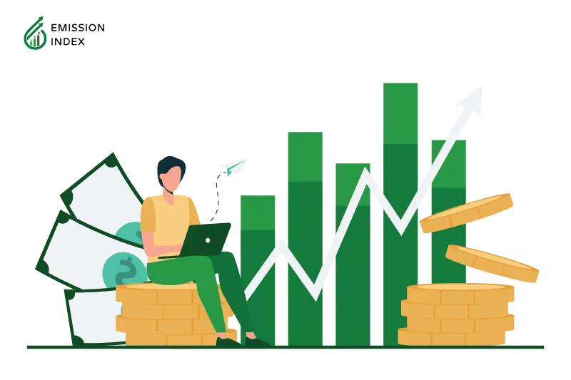 Illustration titled ‘Financial Benefits.’ The image features a girl being happy with a sustainable lifestyle and enjoying financial benefits by using ground source heat pumps (GSHPs). GSHPs offer various economic advantages, including lower energy bills, government incentives, and long-term returns on investment, making them a viable option as we delve deeper into renewable energy and eco-friendly solutions.