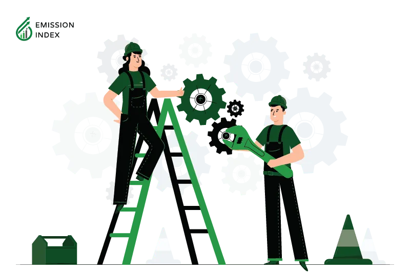 Illustration titled ‘Installation and Maintenance.’ The image features two people installing ground heat pumps. The illustration showcases the importance of assessing factors such as land size, soil type, and energy demands to determine the suitability of a ground source heat pump for a property. To optimize the pump’s performance, a well-insulated building envelope and sufficient space for the loop system are essential. Additionally, favorable ground conditions with good soil conductivity are necessary for efficient heat transfer. Professional assessment and careful consideration of these aspects ensure the right renewable energy option for a property.