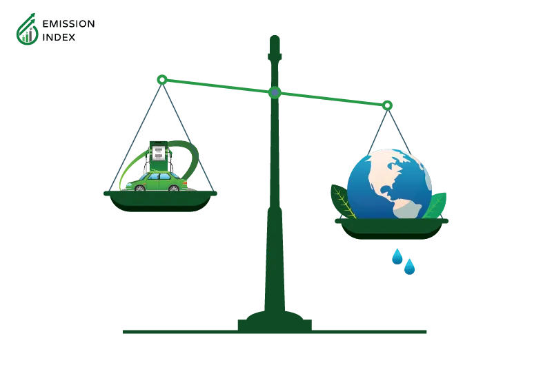 Illustration titled ‘Benefits and Limitations.’ The image features a scale with a hydrogen pump on one side and the Earth on the other side. The illustration highlights the advantages of hydrogen pumps, including enhanced energy efficiency, improved fuel economy compared to petrol in fuel cell vehicles, and the potential for near-zero greenhouse emissions from hydrogen energy generation.