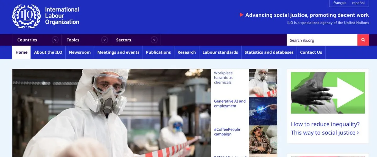 International Labour Organization screenshot.