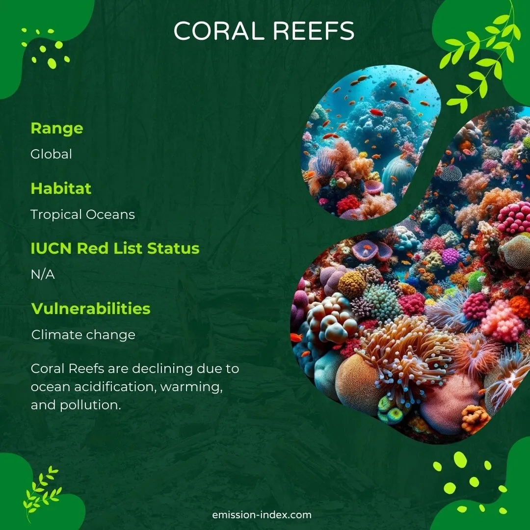 Vibrant Coral Reef bustling with diverse marine life, showcasing a range of colourful corals, tiny fish darting between the crevices, and anemones swaying with the current.