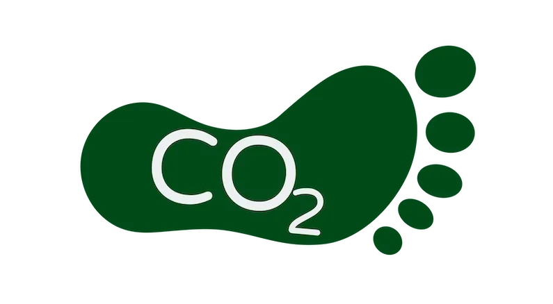 Illustration titled ‘Carbon Footprint Goals’ featuring a footprint with the text ‘CO2’ on it.“
