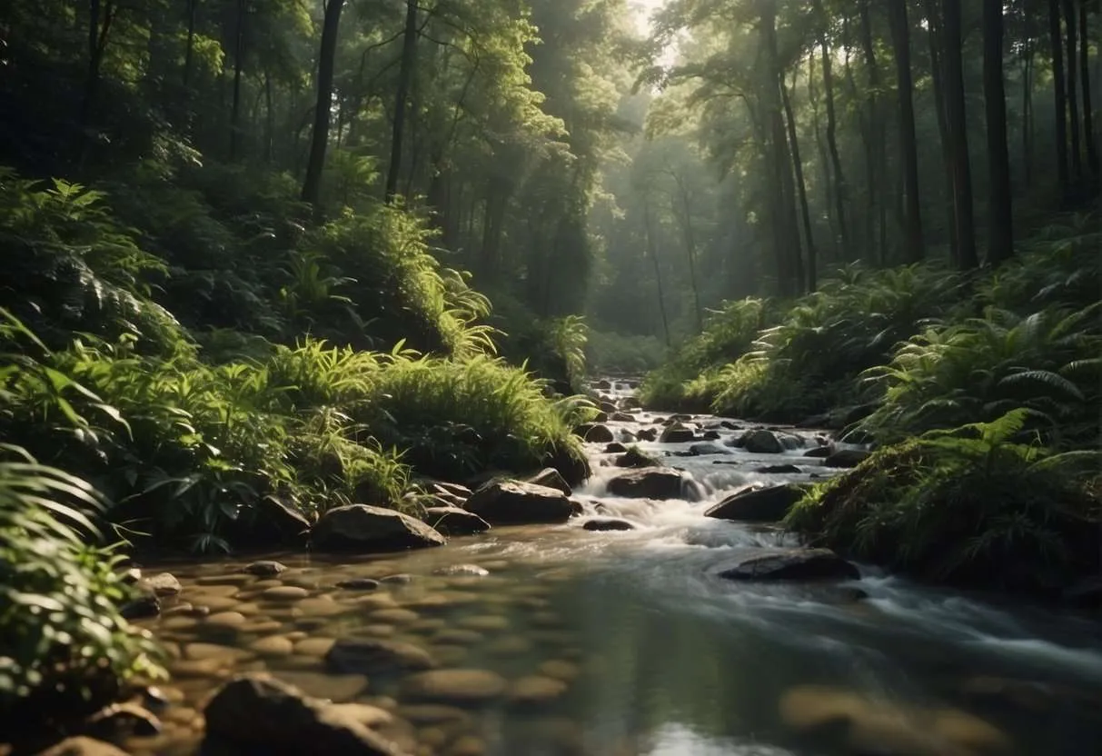 Stream running through a forest.
