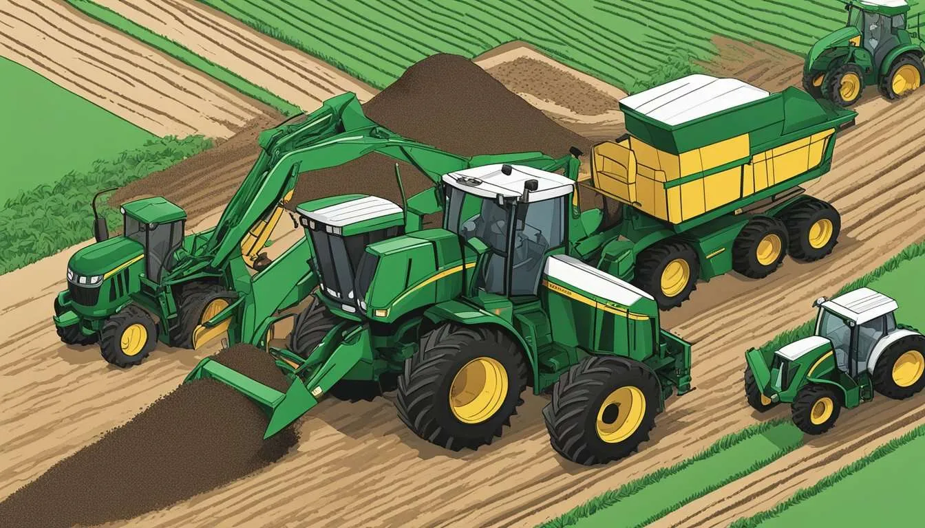 Farm machinery clearing land, exposing soil to wind and rain