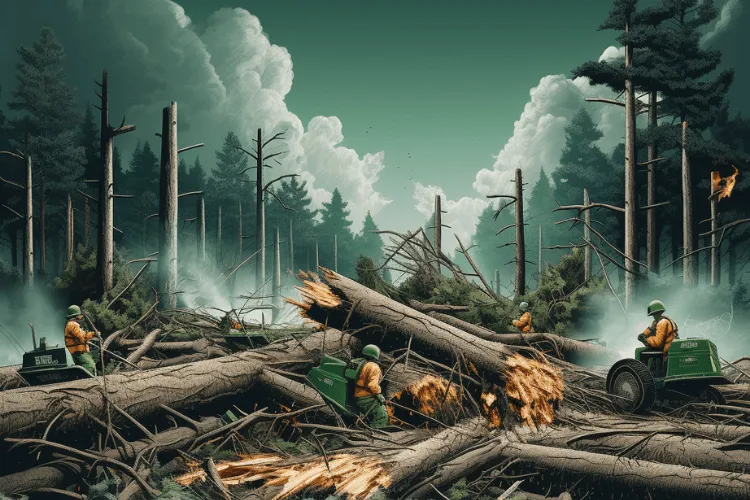 Illegal loggers cutting trees down