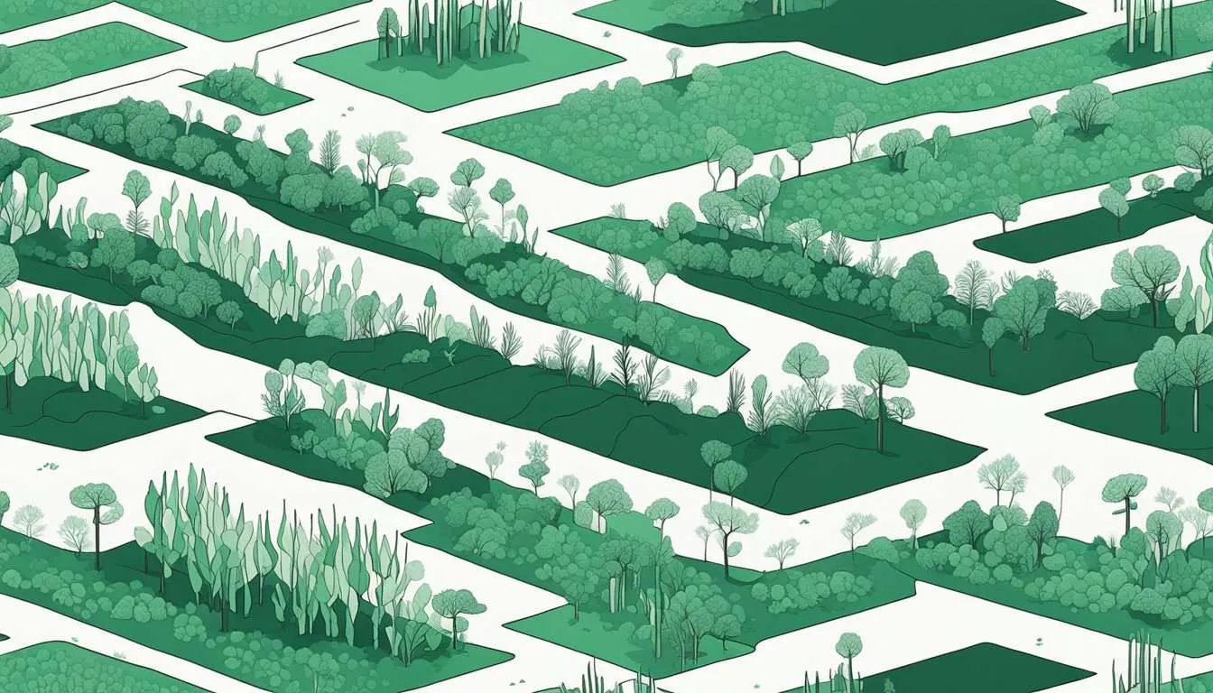 A barren landscape with wilted plants, decreased oxygen levels, and disrupted ecosystems due to deforestation