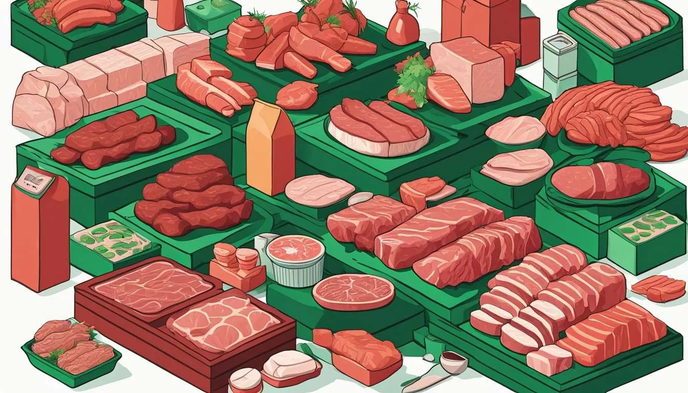 A pile of meat products
