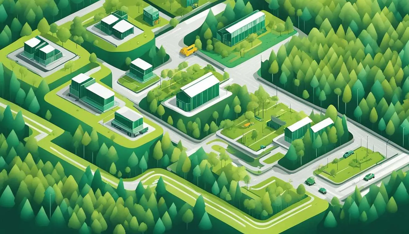 Infrastructure development leads to deforestation: roads cut through forests, buildings replace trees, and heavy machinery clears land