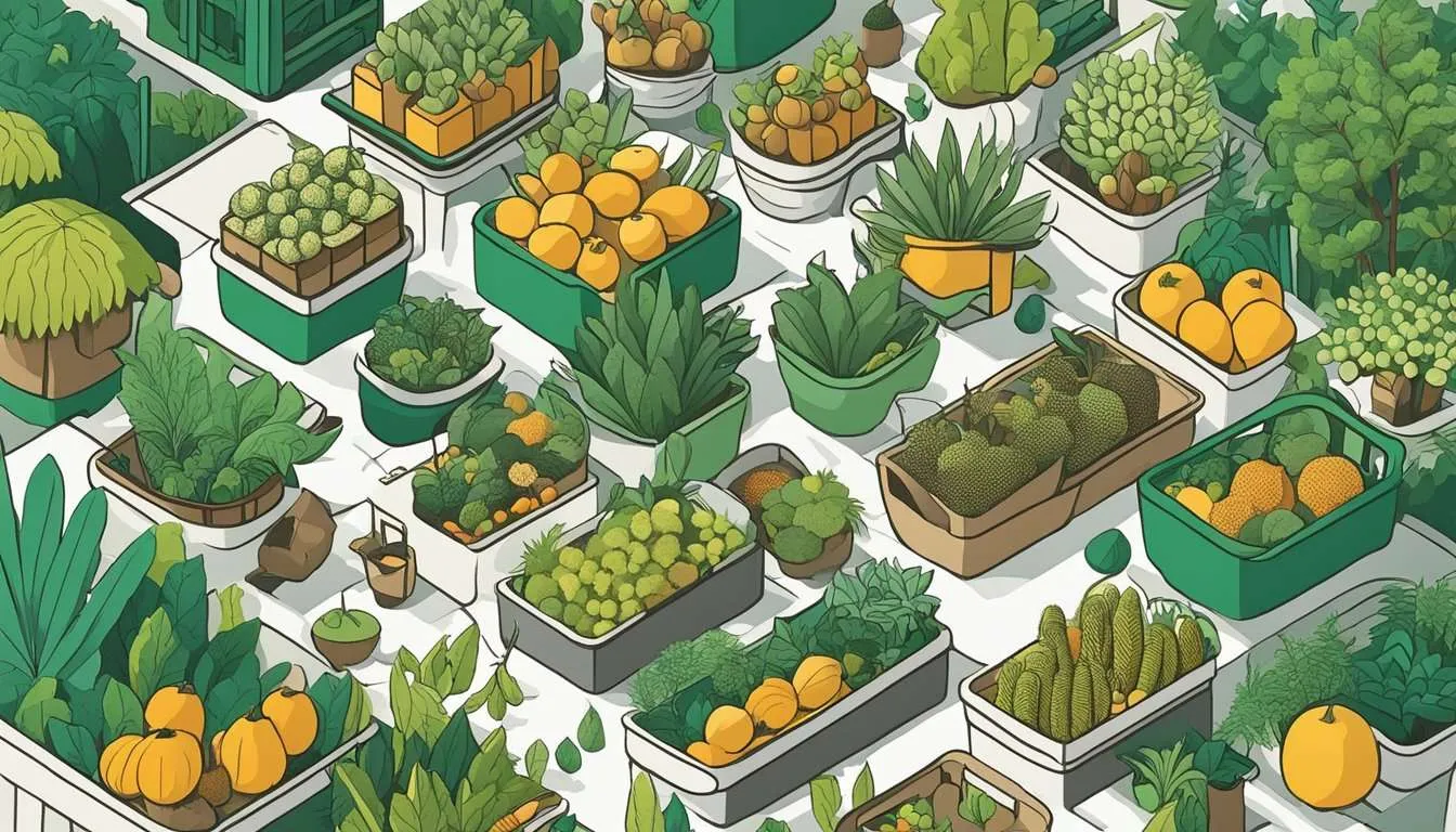 Various plants and fruits being collected and stored in baskets, highlighting the diversity of non-timber forest products