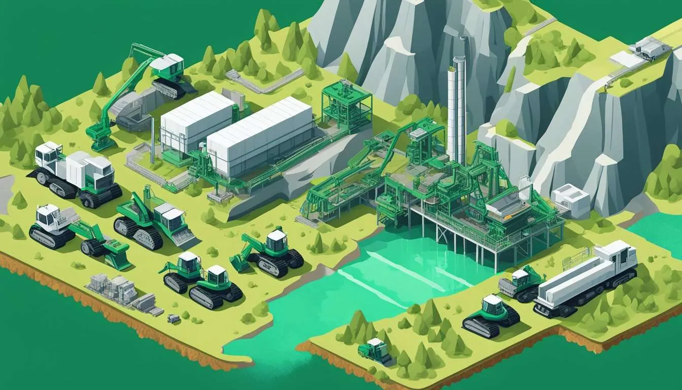 A mining site with heavy machinery extracting lithium from the earth.