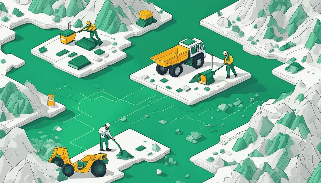 Miners extracting lithium from the earth, showing environmental impact and potential for clean energy