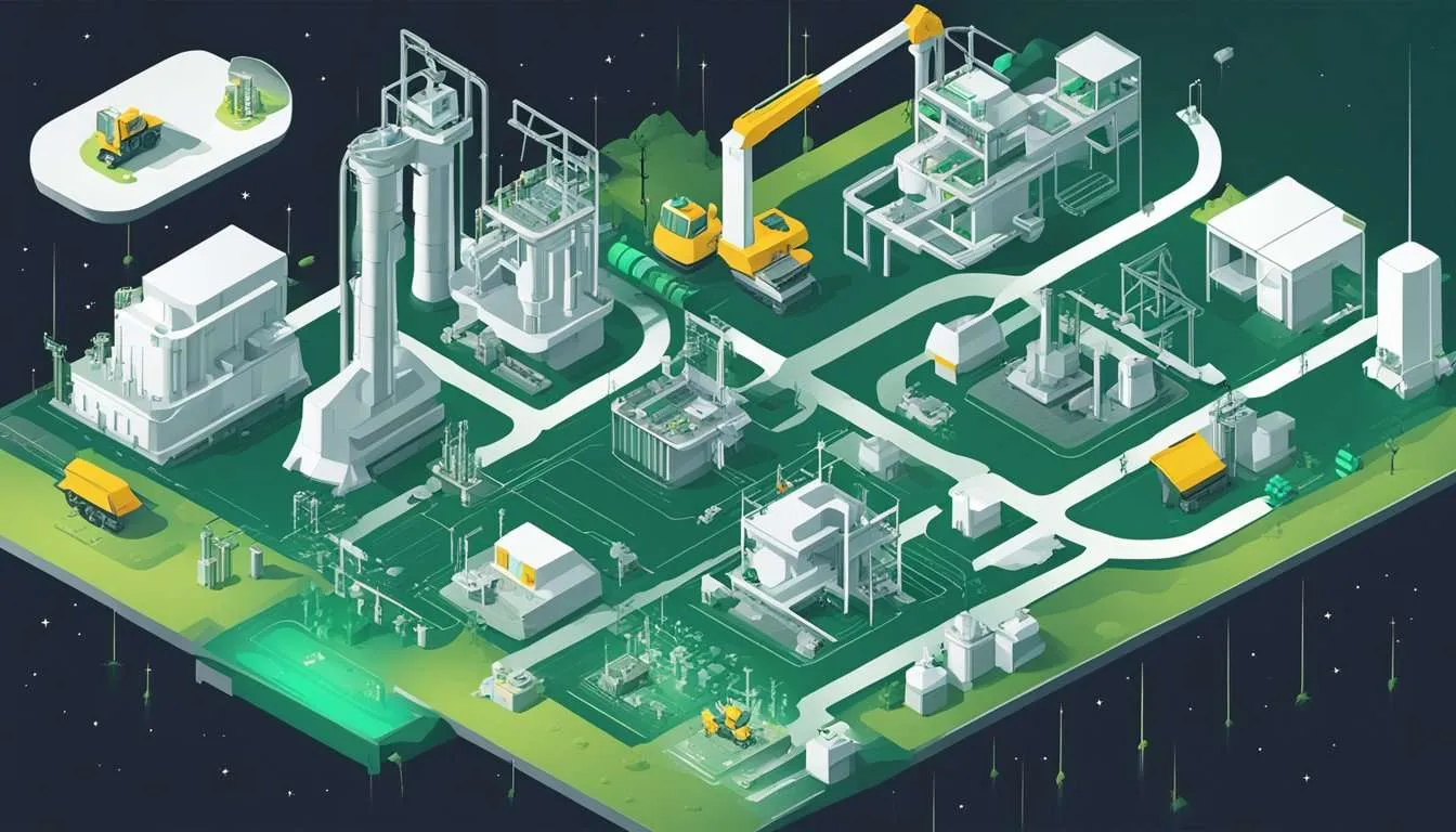 A futuristic mining site with robotic machinery extracting lithium from the earth.