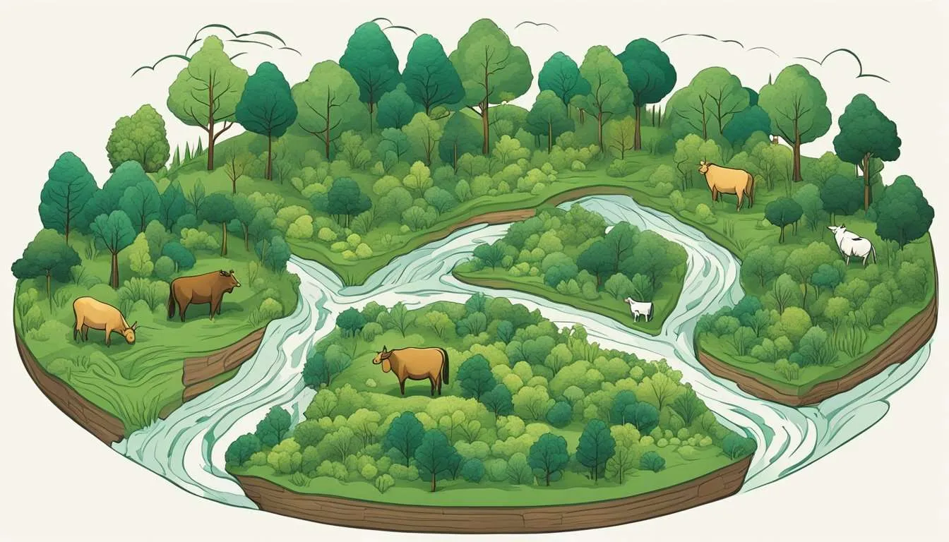 Lush green forests are cleared for cattle grazing, while rivers are polluted with animal waste.